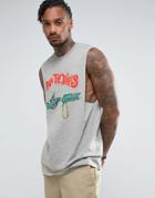 Asos Run The Jewels Longline Sleeveless T-shirt With Dropped Armhole - Gray