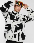 Asos 4505 Ski Fleece With Abstract Monochrome Print 1/4 Zip-multi