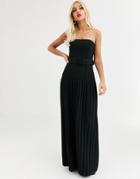 Asos Design Belted Pleated Bandeau Maxi Dress