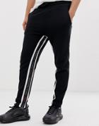 Good For Nothing Skinny Cropped Sweatpants In Black With Logo Side Stripe - Black