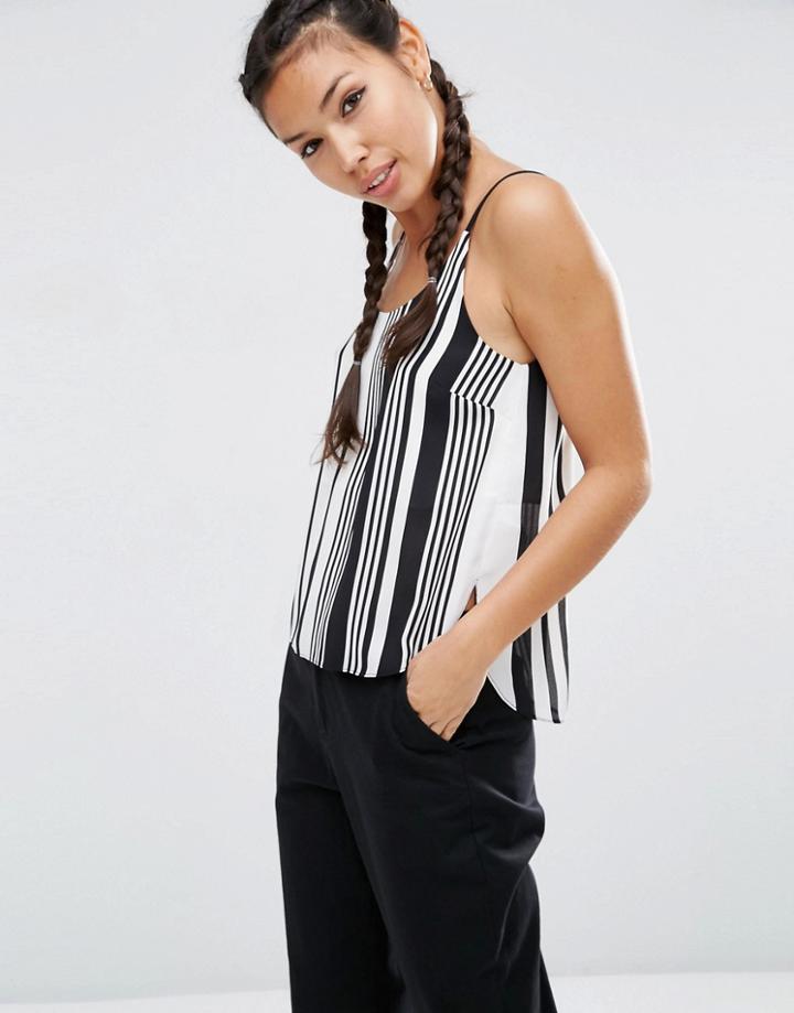 Asos Scoop Back Cami Top In Stripe - Multi