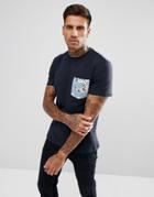 Original Penguin T-shirt Floral Pocket Regular Fit In Navy Marl - Navy