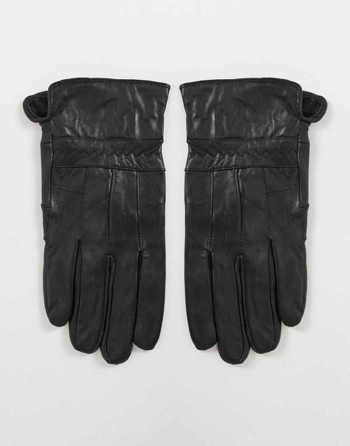 Boardmans Patchwork Leather Gloves-black