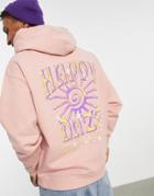 Asos Design Oversized Hoodie In Pink With Mystic Back Print
