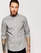 Asos Poplin Shirt In Long Sleeve - Gray