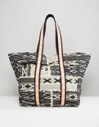 Asos Beach Geo-tribal Shopper Bag With Fluro Trim - Multi