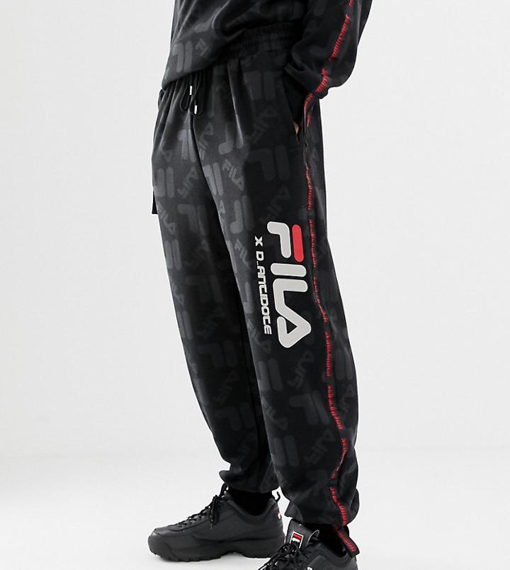 D-antidote X Fila Sweatpants With Repeat Logo Pattern - Black