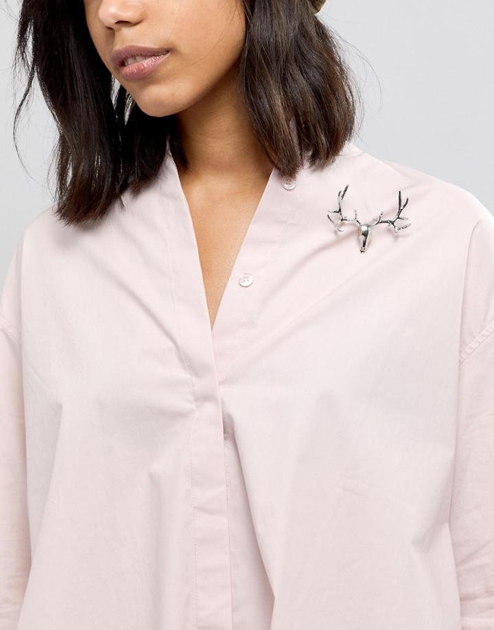 Nylon Stag Brooch - Silver
