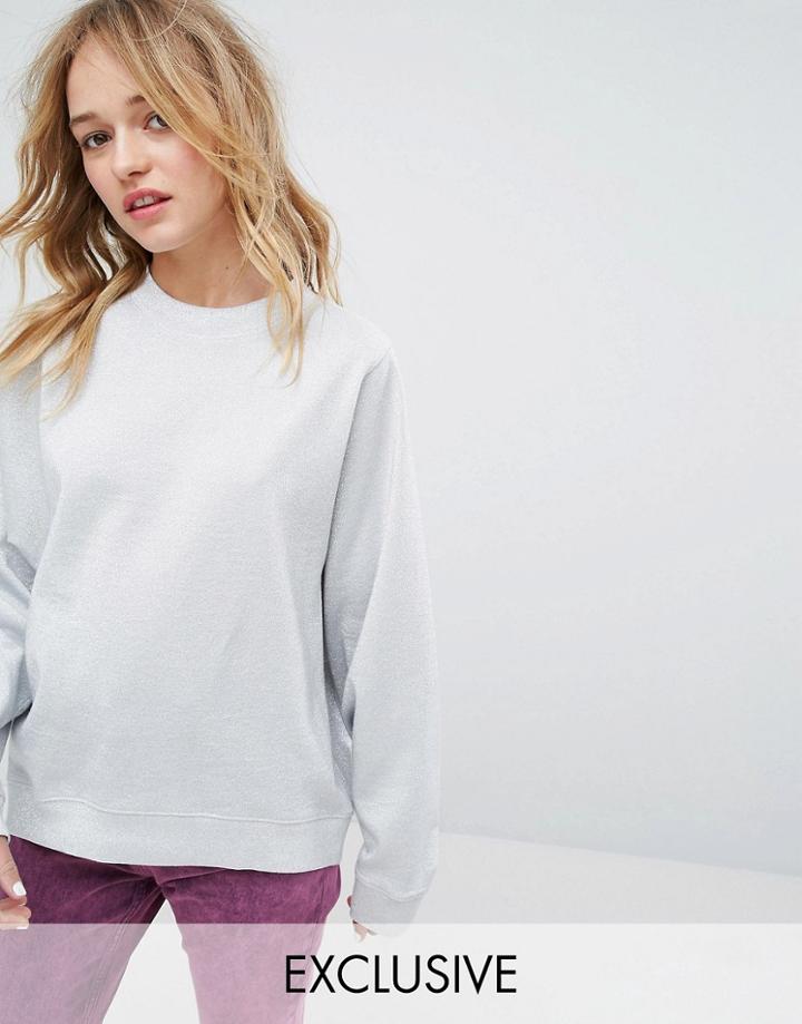 Monki Metallic Sweat Sweater - Gray