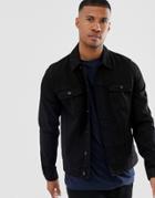 Asos Design Regular Denim Jacket In Black