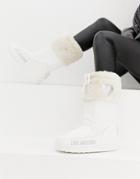 Love Moschino Faux Fur Sequin Snow Boots - White