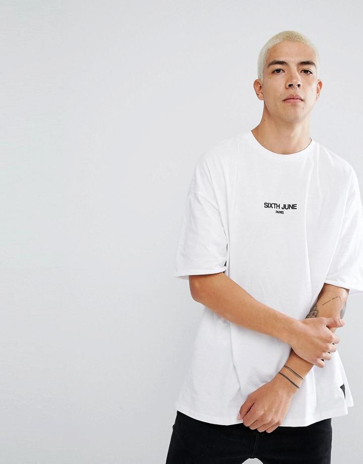 Sixth June Oversized T-shirt In White With Small Logo - White