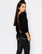 Missguided Lattice Back T-shirt - Black