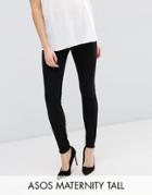 Asos Maternity Tall Ridley Skinny Jean In Clean Black With Under The Bump Waistband - Black