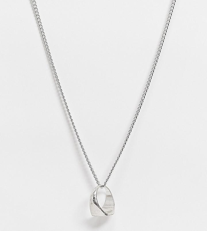 Reclaimed Vintage Inspired Chain Necklace With Chuck On Ring In Burnished Silver