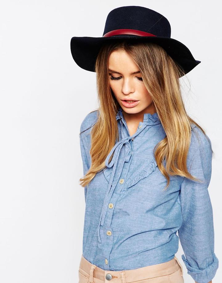 Asos Felt Boater Hat - Navy