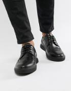 Asos Design Creeper Brogue Shoes In Black Faux Leather - Black