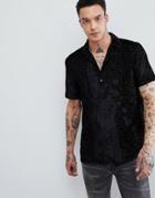 Asos Design Party Regular Fit Burnout Shirt In Black - Black