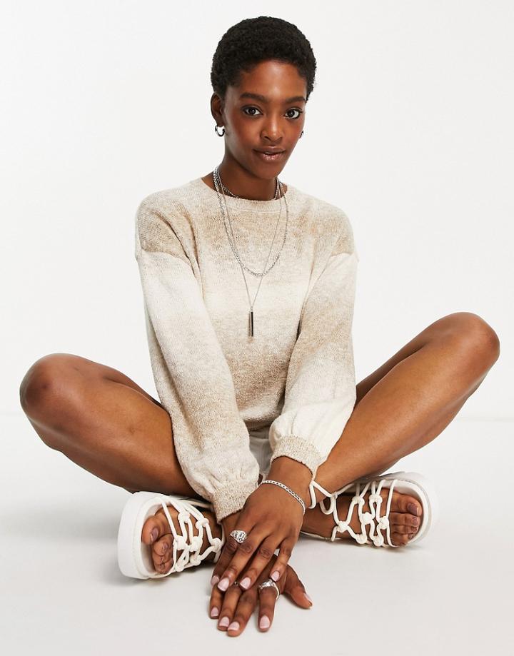 Only Recca Shorter Length Space-dye Sweater In Beige-multi