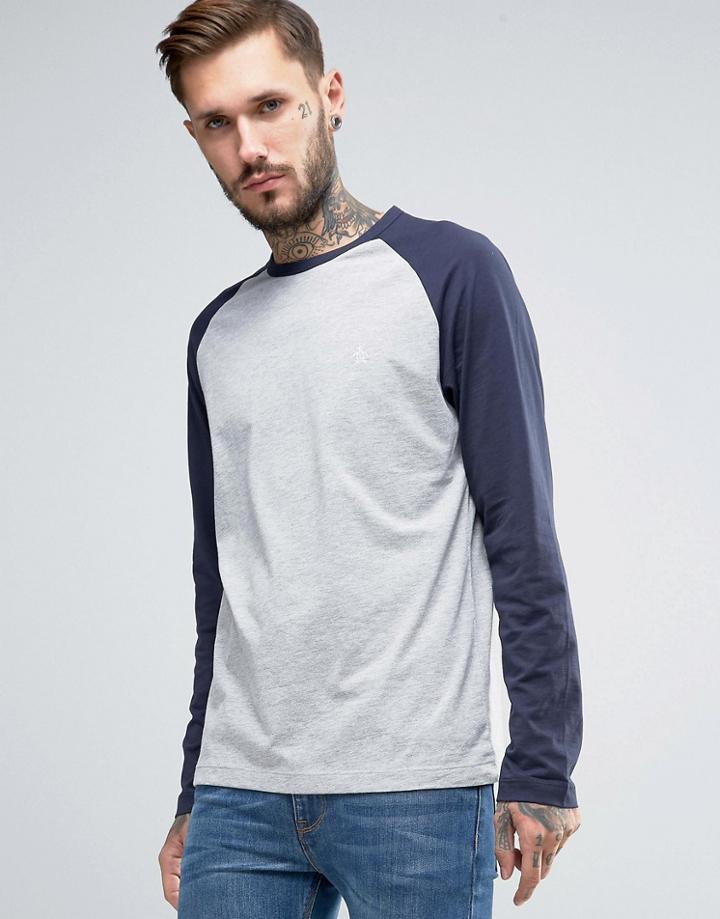 Original Penguin Baseball Long Sleeve T-shirt - Gray