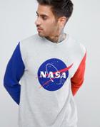 Asos Sweatshirt With Nasa Print And Contrast Sleeves - Gray