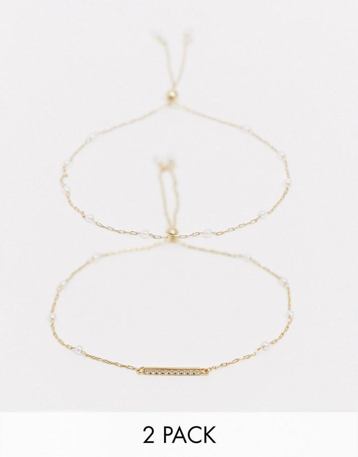 Aldo Leeza Pearl Chain Bracelet Multipack In Gold