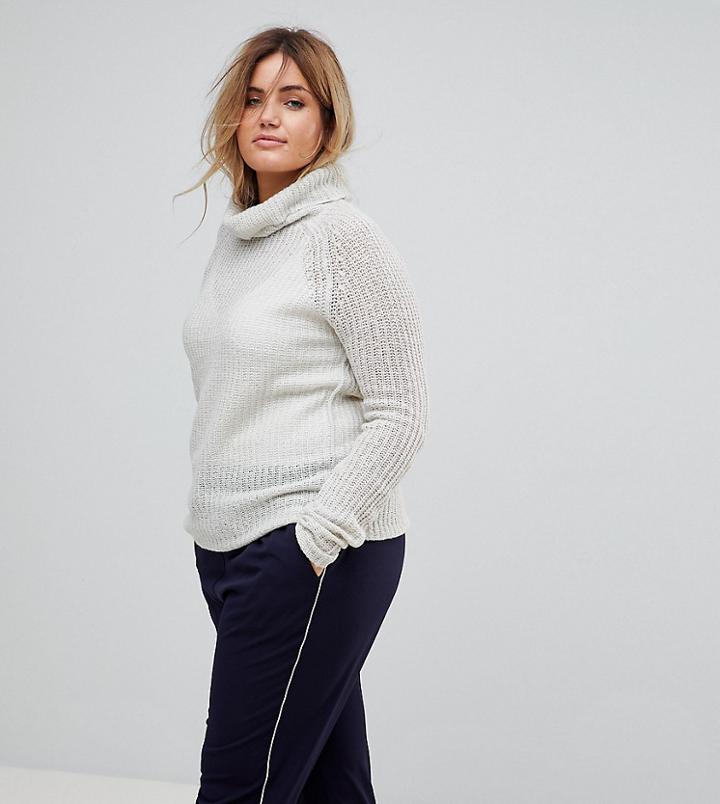 Brave Soul Plus Roll Neck Sweater - Gray
