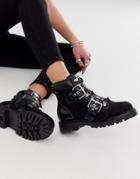 Asos Design Avenue Hiker Boots In Black