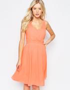 B.young Cross Front Skater Dress - Neon Coral