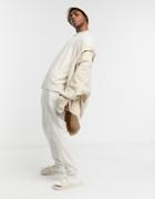 Asos Design Oversized T-shirt With Chunky Hem And Seam Detail In Washed Beige-neutral
