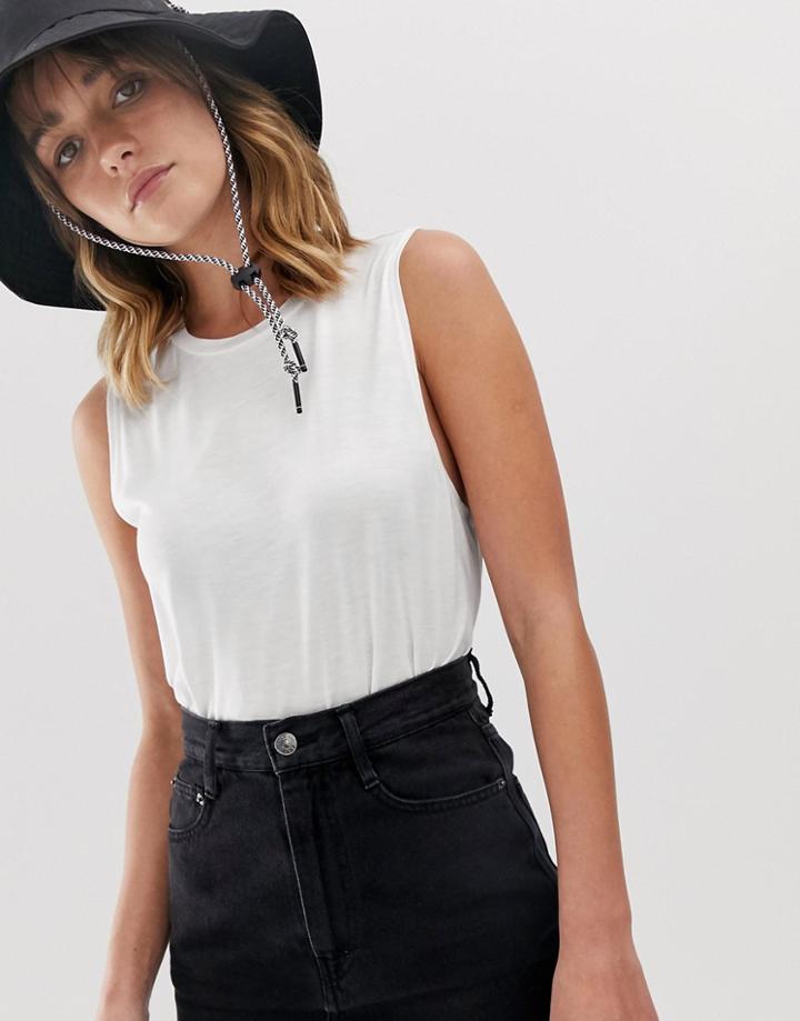 Weekday Relaxed High Neck Tank With Drop Arm In White
