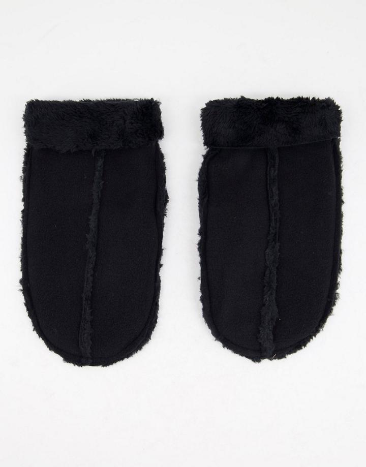 Boardmans Faux Fur Mittens In Black