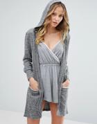 New Look Satin Trim Jersey Lounge Cardigan - Black