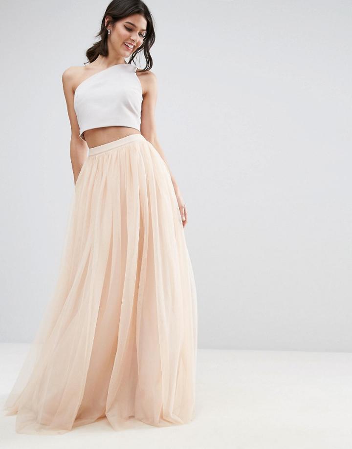 Asos Tulle Maxi Prom Skirt - Beige