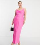 In The Style Plus Exclusive Satin Cowl Neck Midi Dress In Pink