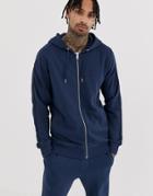Diesel Logo Lounge Hooded Zip Sweat In Navy