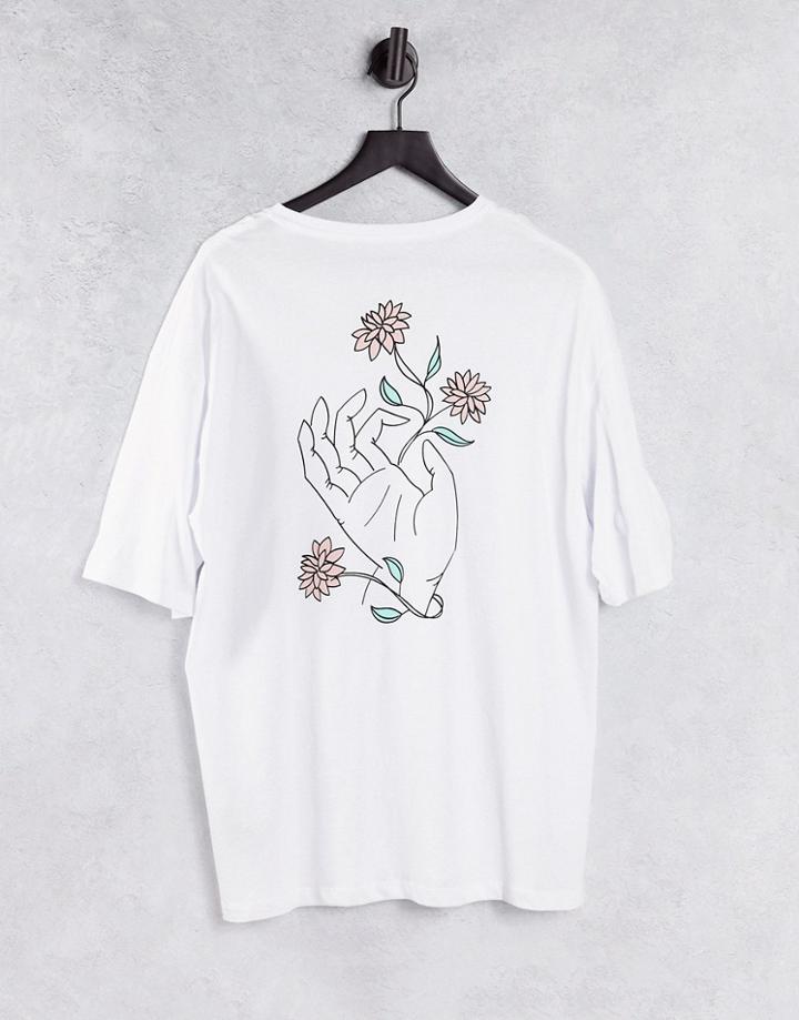 Jack & Jones Originals Oversized T-shirt With Hand Back Print In White