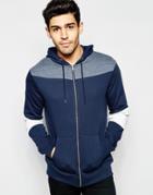 Another Influence Cut And Sew Zip Through Hoodie - Navy