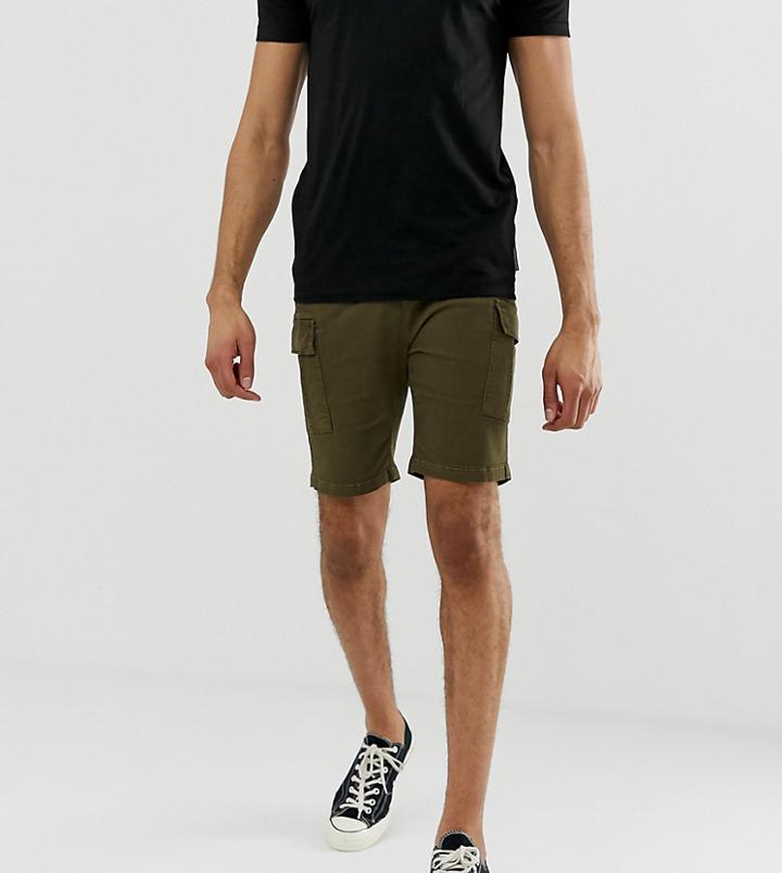 Brave Soul Slim Fit Cargo Shorts In Khaki - Green