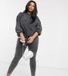 Asos Design Curve Matching Acid Wash Leggings In Charcoal-grey