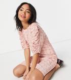 Only Petite Textured Mini Dress With Ruched Sleeves In Rose Pink Check