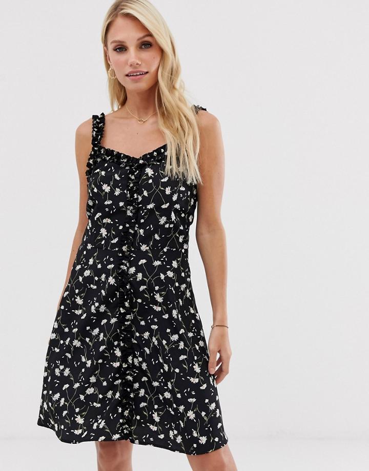 Vila Daisy Print Mini Dress With Ruffle Detail - Multi