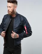 Alpha Industries Ma-1 Bomber Jacket Insulated In Slim Fit Navy - Navy