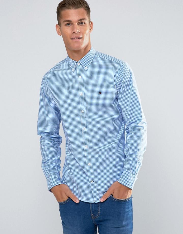 Tommy Hilfiger Shirt With Gingham Check In Ny Regular Fit Blue - Blue