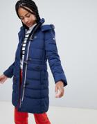 Esprit Toggle Padded Jacket With Marl Hood Lining - Navy