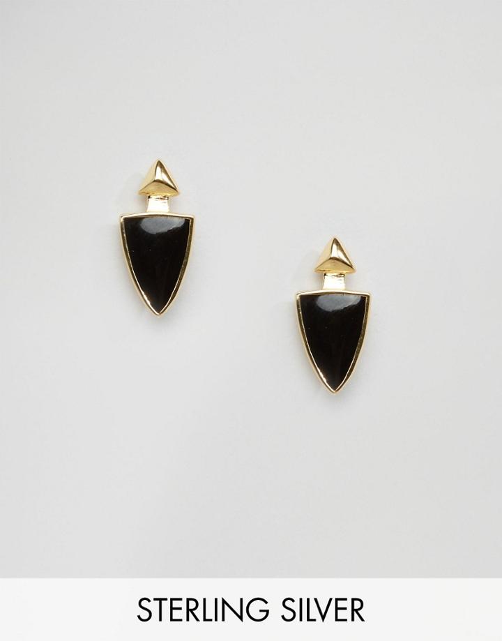 Asos Gold Plated Sterling Silver Triangle Shield Earrings - Gold