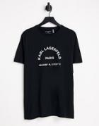 Karl Lagerfeld Latitude Logo T-shirt In Black