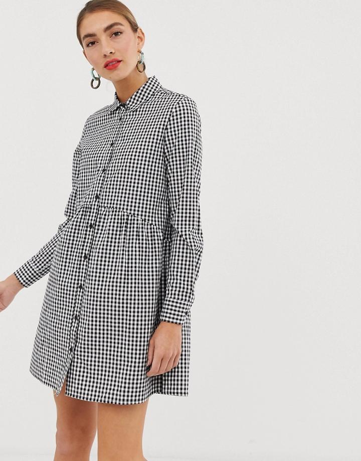 Stradivarius Shirt Dress In Gingham Print - Multi