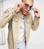 Reclaimed Vintage Inspired Leather Look Shirt In Stone-neutral