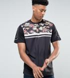 Jacamo Tall T-shirt With Palm Print In Navy - Multi